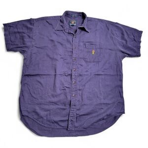 VTG Chaps Ralph Lauren Shirt Men's XL Blue Crest Embroidered Classic Button Up